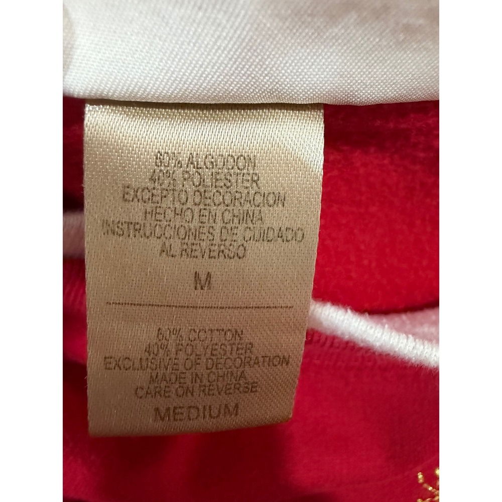 M&C Sportswear Red Cardinal Embroidered Sweatshirt Mock Neck Vintage Medium - Picture 6 of 9